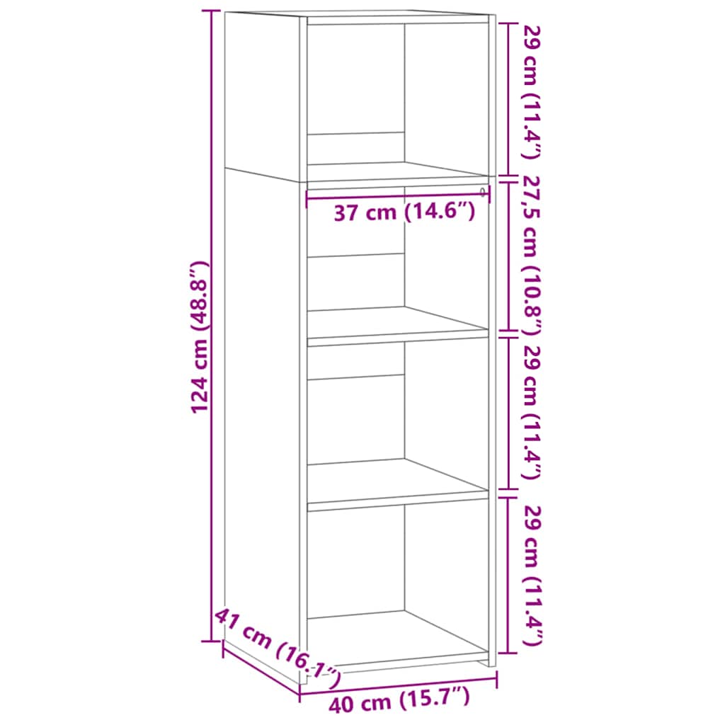 Highboard Grau Sonoma 40x41x124 cm Holzwerkstoff